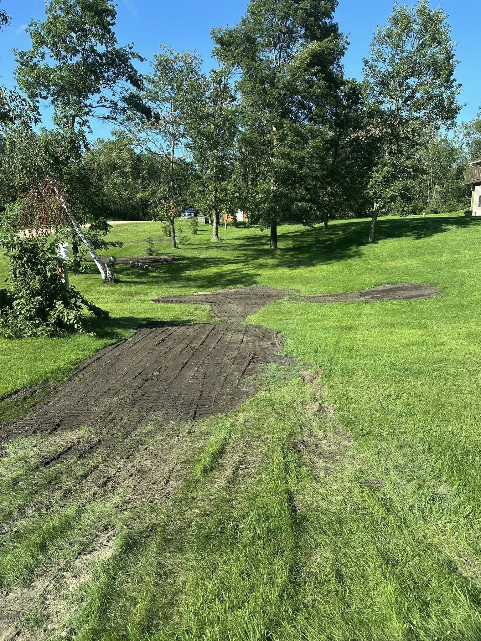 Stump removed and fresh dirt fill where a fallen tree once stood